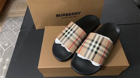 replica burberry slides|real burberry shoes logo.